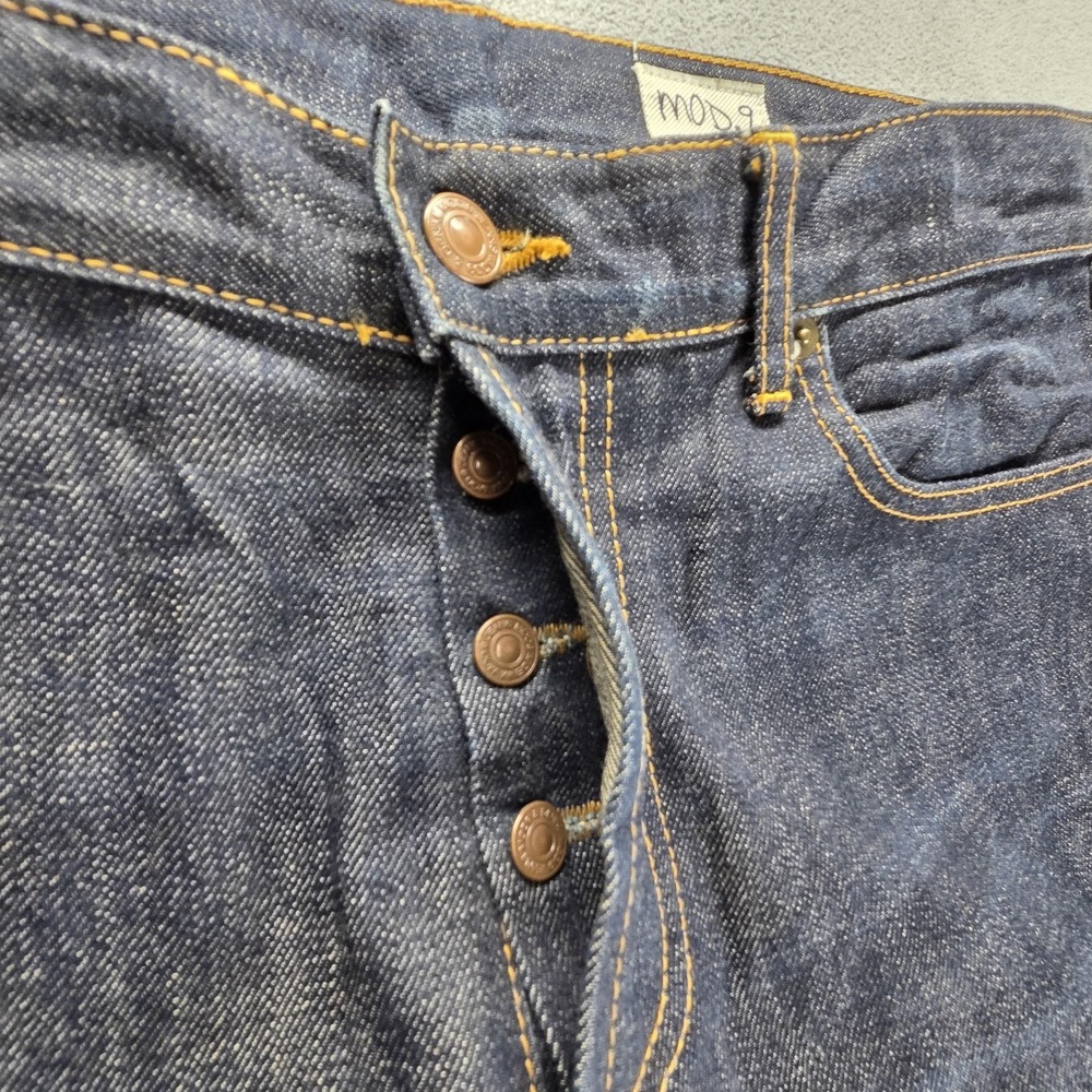 Selvedge Jeans Mens Blue Dark Wash Honeycomb Button Fly ModNine Fits 34x32 - Picture 11 of 16